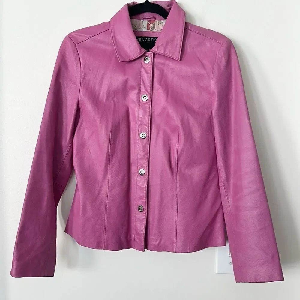 Bernardo Pink Leather Jacket M